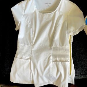 Jaanuu White Scrub top and bottoms